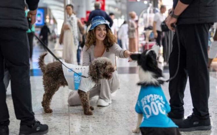  Turkey therapy dogs take over Istanbul airport wit...