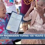 Family and friends celebrate 100th birthday with p...