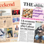 Newspaper headlines: ‘Business blames budget’ and ‘UK economy takes hit’