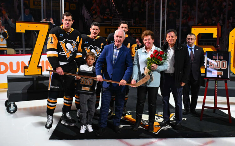  Malkin Celebrates 500 Goals With Family By His Sid...