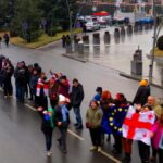 Georgian Anti-Government Protesters Form Human Chain