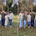 Woman reveals pregnancy at family photo shoot, unp...