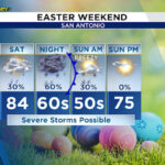 Saturday night storm update & Easter Sunday trending cooler